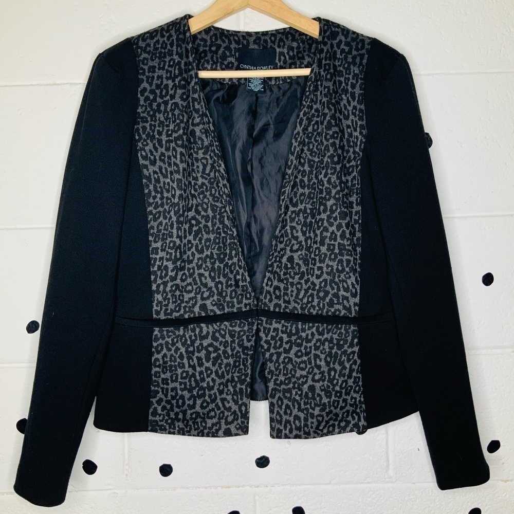 Cynthia Rowley Leopard Print Hook Front Blazer M